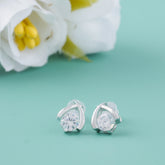 Silver Classic Round Solitaire Stud Earrings